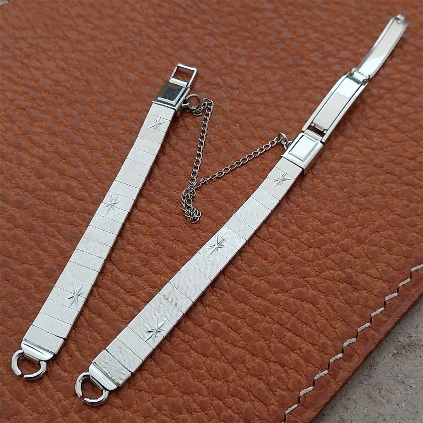 Ladies White Gold-Filled Downing Starburst 1960s Unused Vintage Watch Band