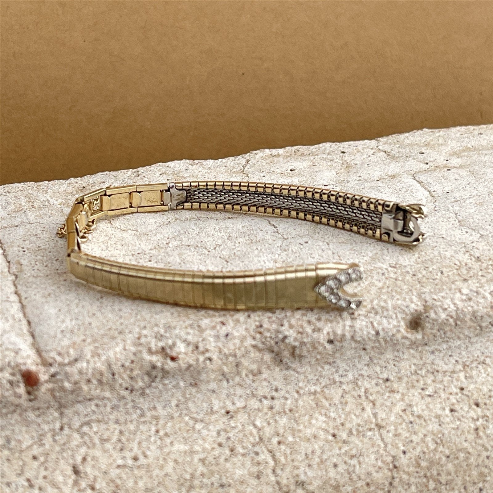 Ladies 10k Gold-Filled & Rhinestone JB Champion Unused 1960s Vintage Watch Band