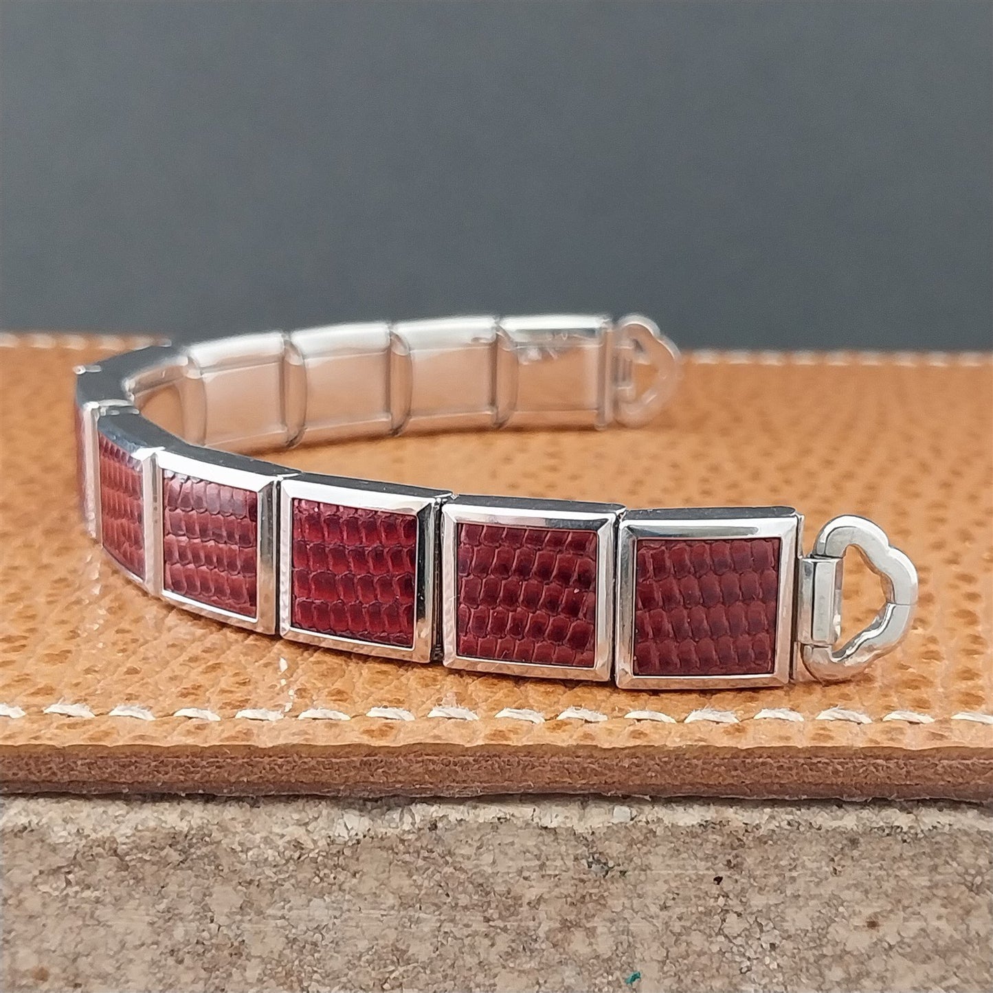 MCM Ladies White Gold-Filled & Brown Lizard Speidel Unused Vintage Watch Band