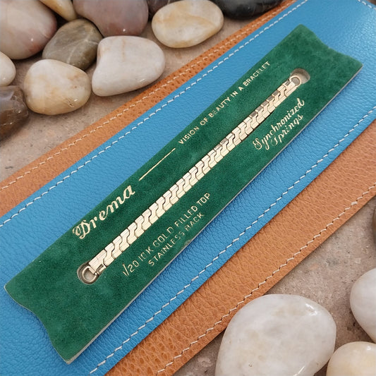 Ladies 1950s 10k Yellow Gold-Fill Drema Unused Vintage Cocktail Watch Band