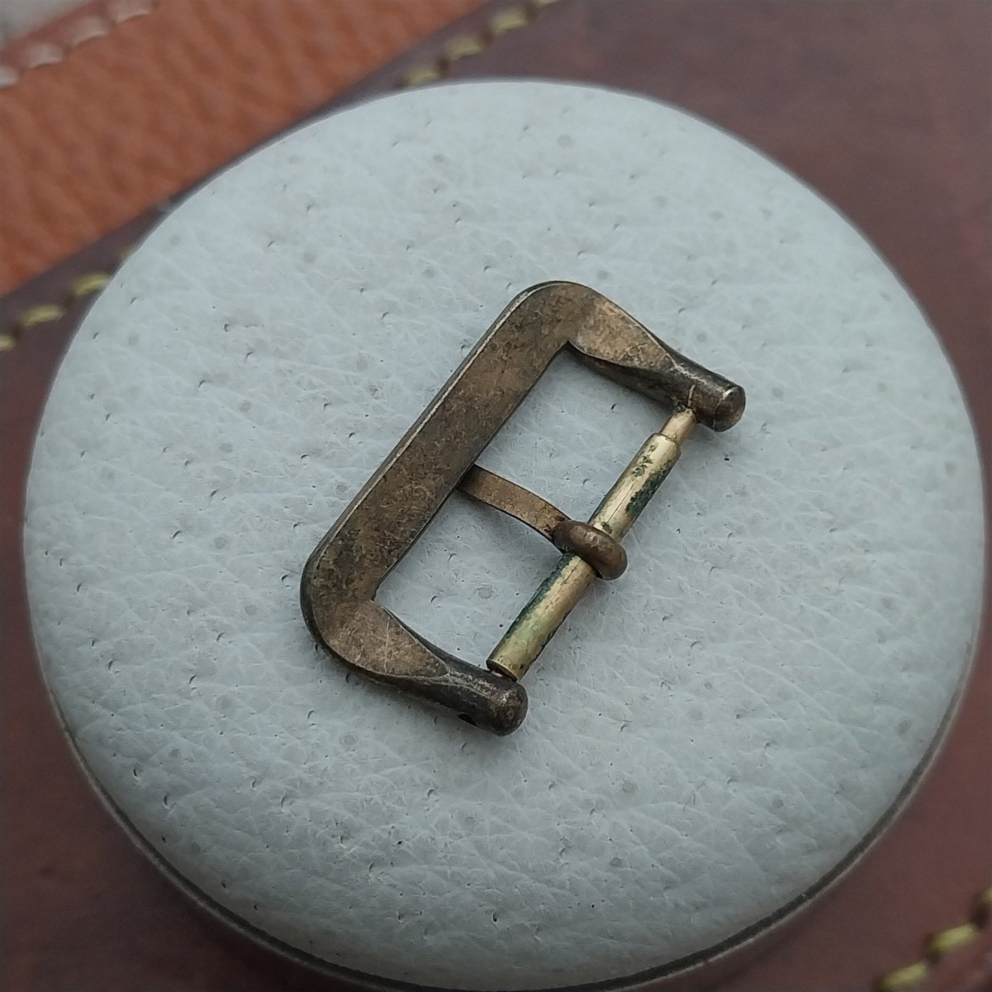 16mm Patina Brass 1960s Vintage Unused Tropical Watch Strap Buckle