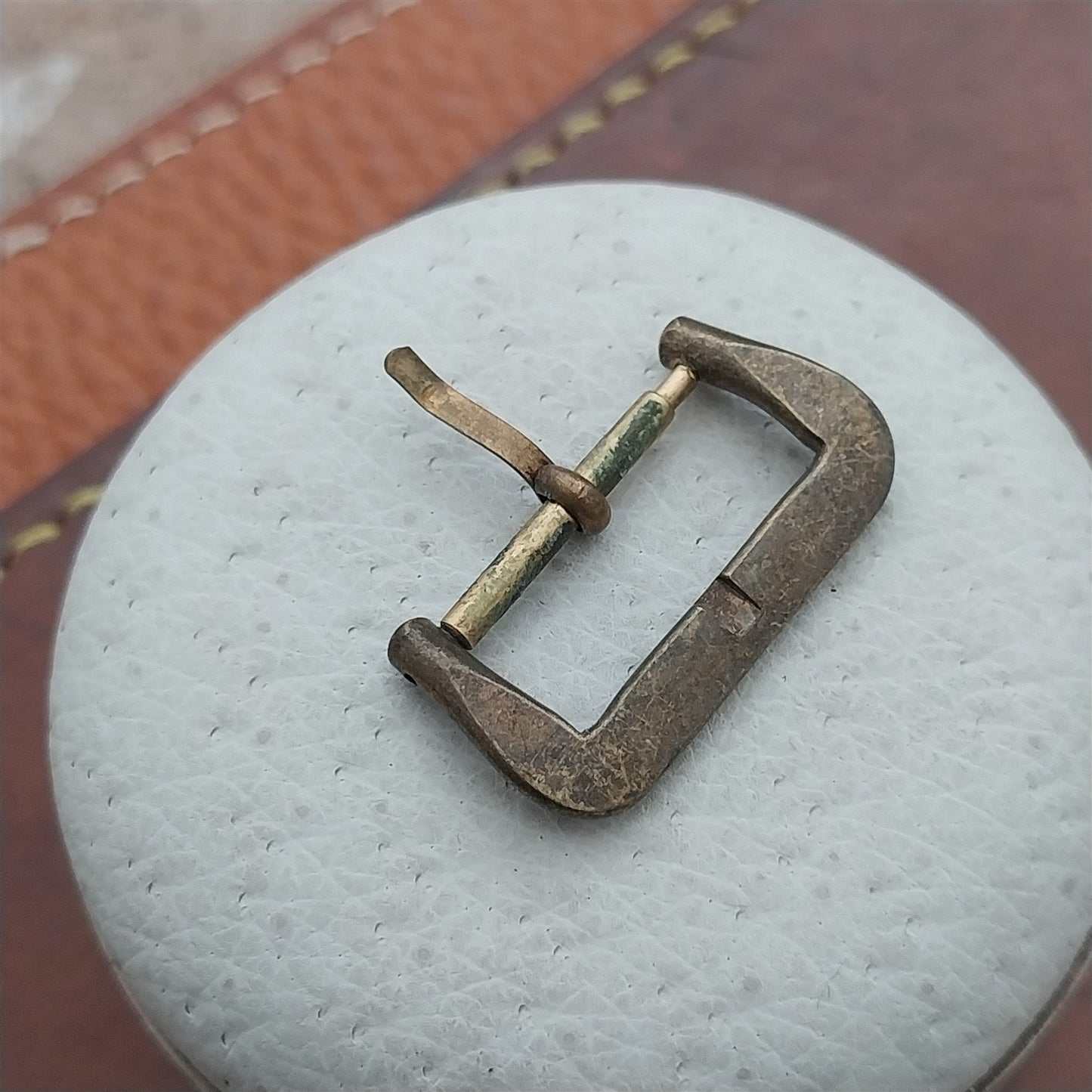 16mm Patina Brass 1960s Vintage Unused Tropical Watch Strap Buckle