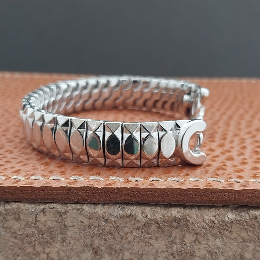 1950s Ladies White Gold-Filled Speidel Wide Unused Vintage Cocktail Watch Band