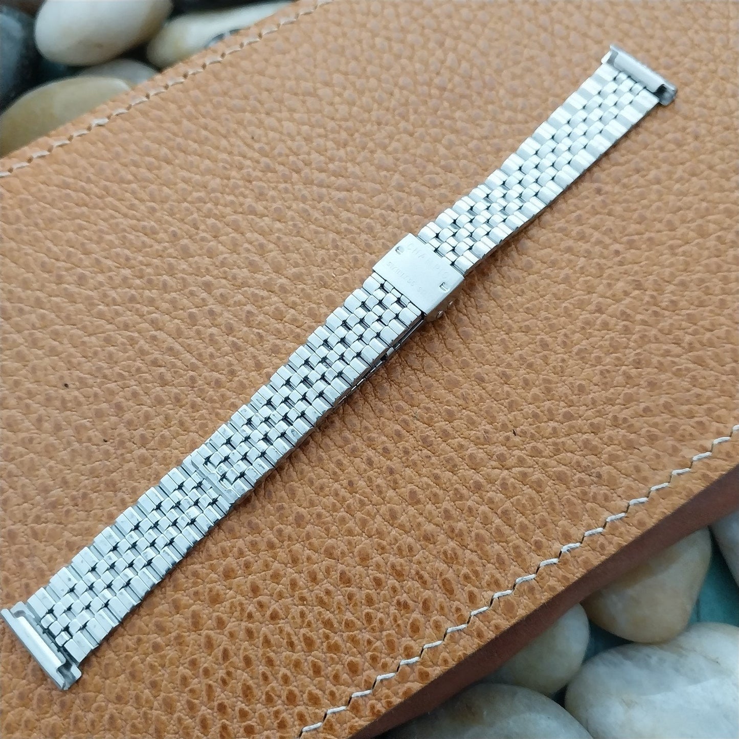 14mm Stainless Steel Ladies JB Champion Brick Link Unused 70s Vintage Watch Band