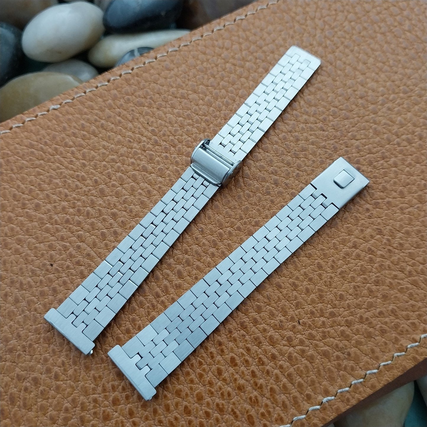 14mm Stainless Steel Ladies JB Champion Brick Link Unused 70s Vintage Watch Band