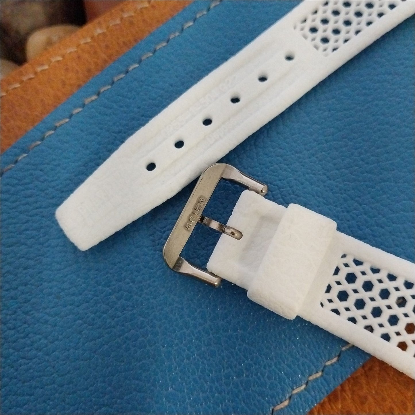 22mm Skindiver White & ACIER Golay Playa Swiss Unused 1970s Vintage Watch Band