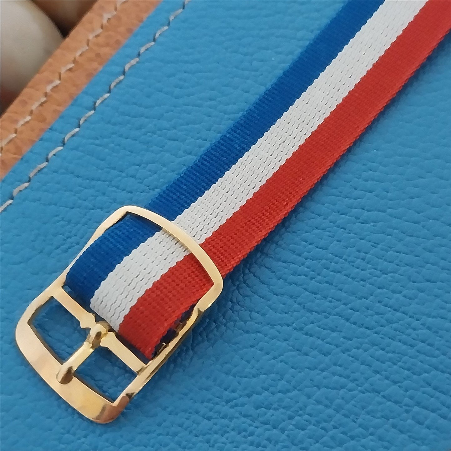 16mm Perlon Reversible Red White & Blue Unused Classic 1960s Vintage Watch Band