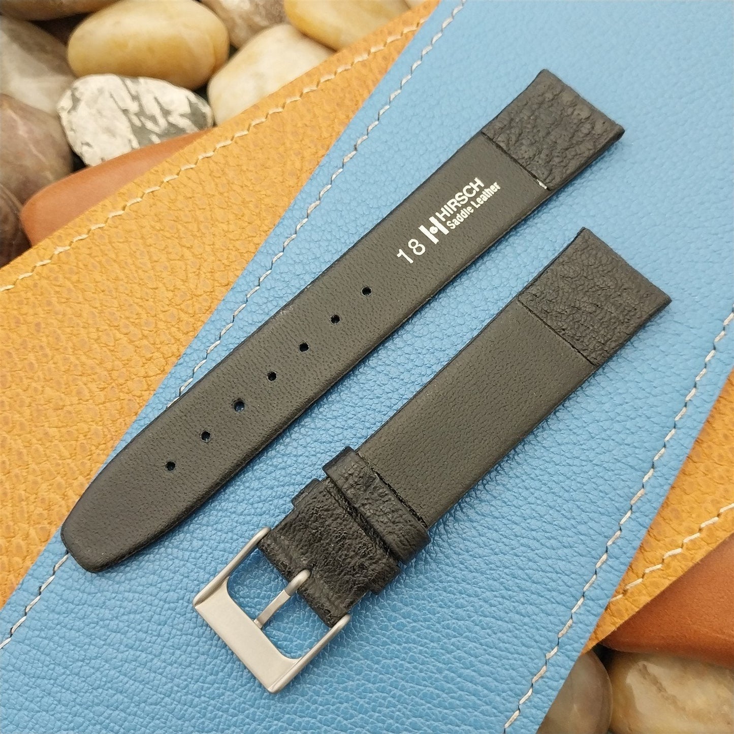 18mm Hirsch Saddle Leather Classic Tapered Unused Vintage Watch Band