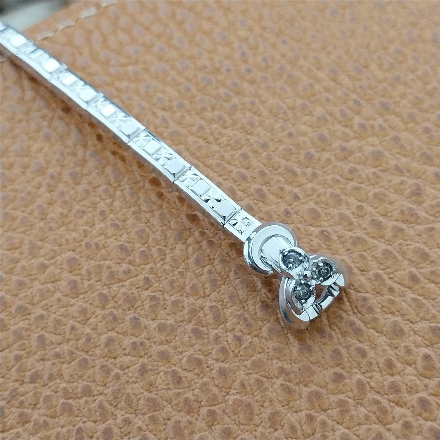 White Gold-Fill & Rhinestone Ladies Single-Lug Speidel Unused Vintage Watch Band