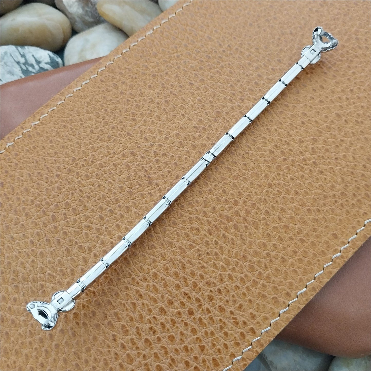 White Gold-Fill & Rhinestone Ladies Single-Lug Speidel Unused Vintage Watch Band