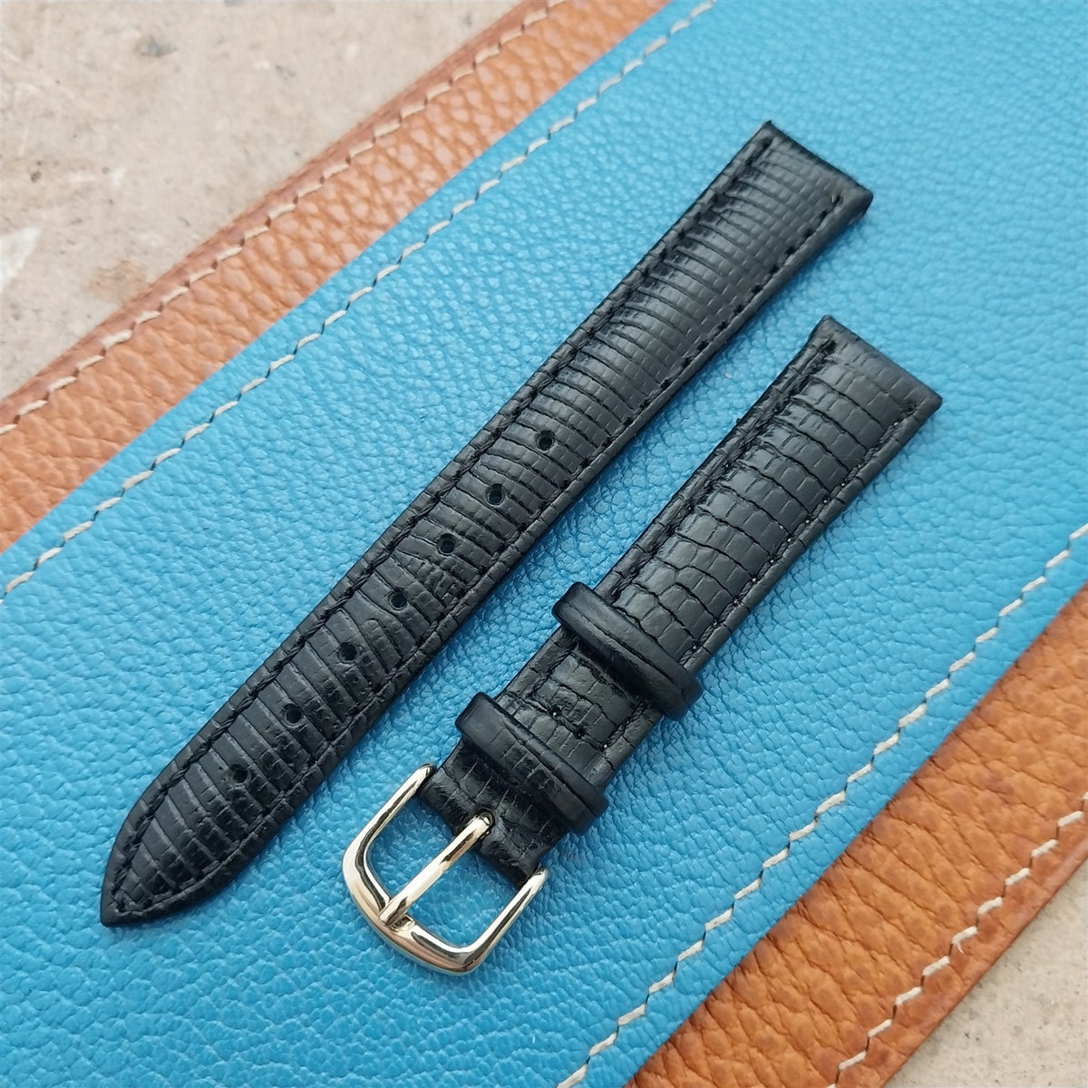 14mm Ladies Black Lizard Tapered Hadley Roma Watch Strap