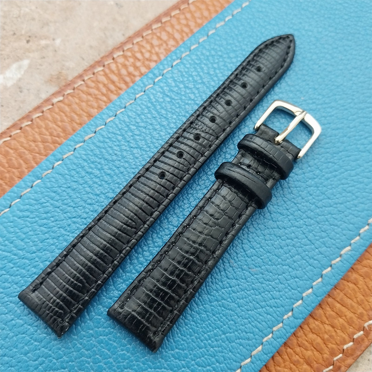 14mm Ladies Black Lizard Tapered Hadley Roma Watch Strap