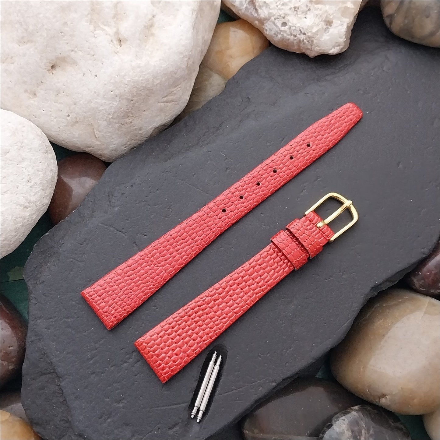 14mm Lizard Ladies Red Hadley Roma Tapered 14/10 Unused Vintage Watch Band