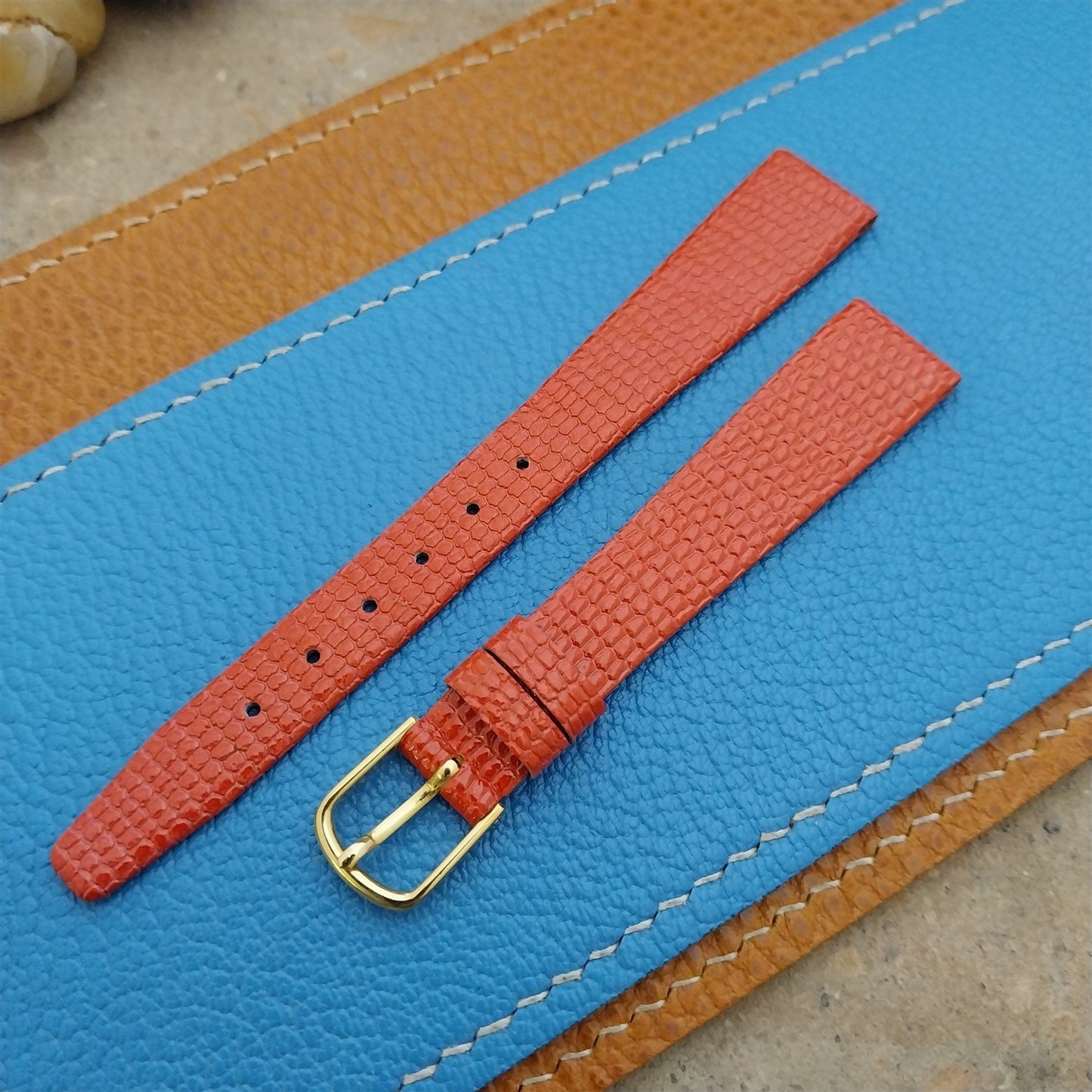 14mm Lizard Ladies Red Hadley Roma Tapered 14/10 Unused Vintage Watch Band