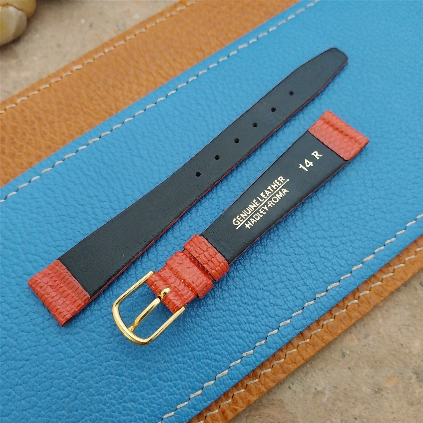 14mm Lizard Ladies Red Hadley Roma Tapered 14/10 Unused Vintage Watch Band
