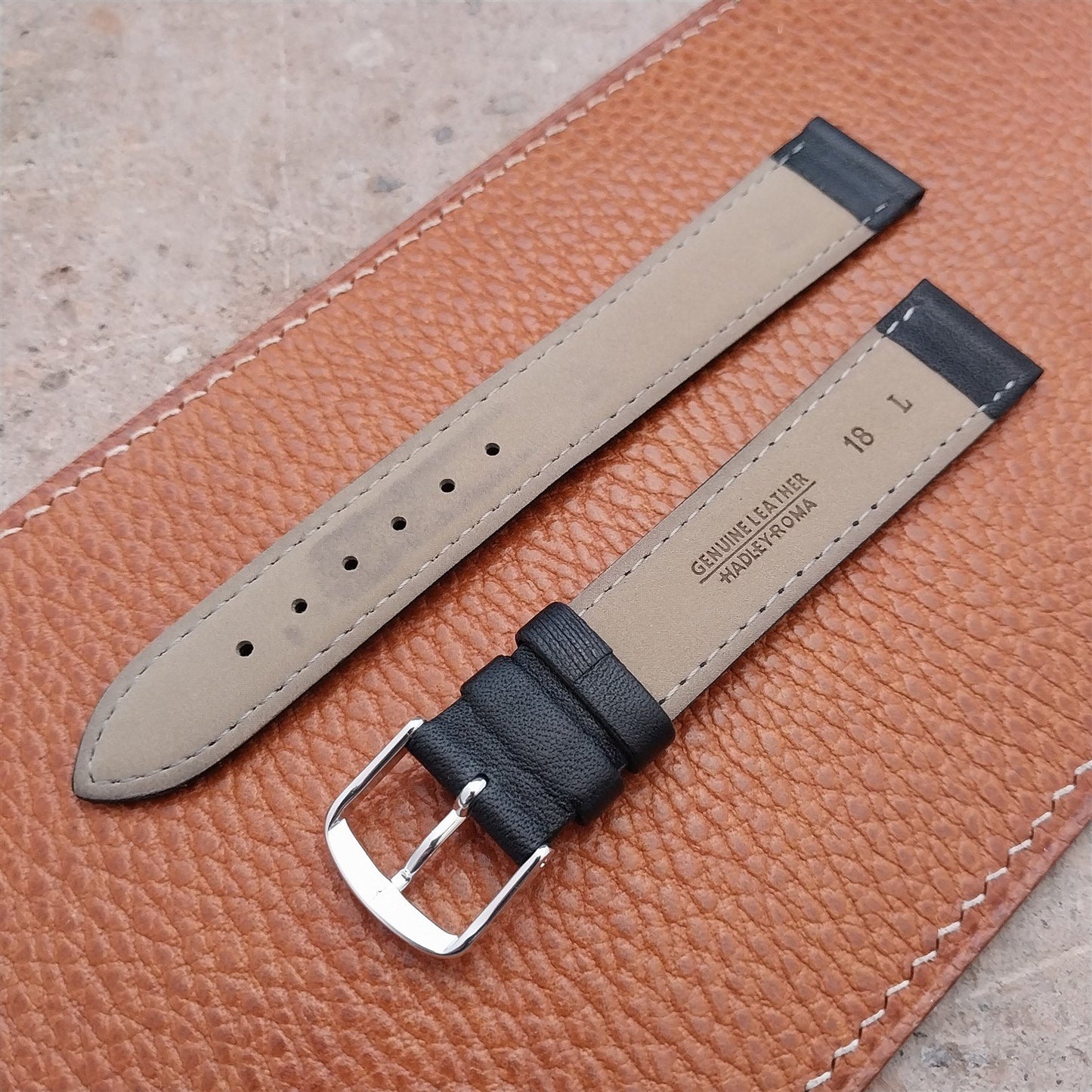 18mm Hadley Roma Long Tapered Padded Calf 18/16 Unused Vintage Watch Strap