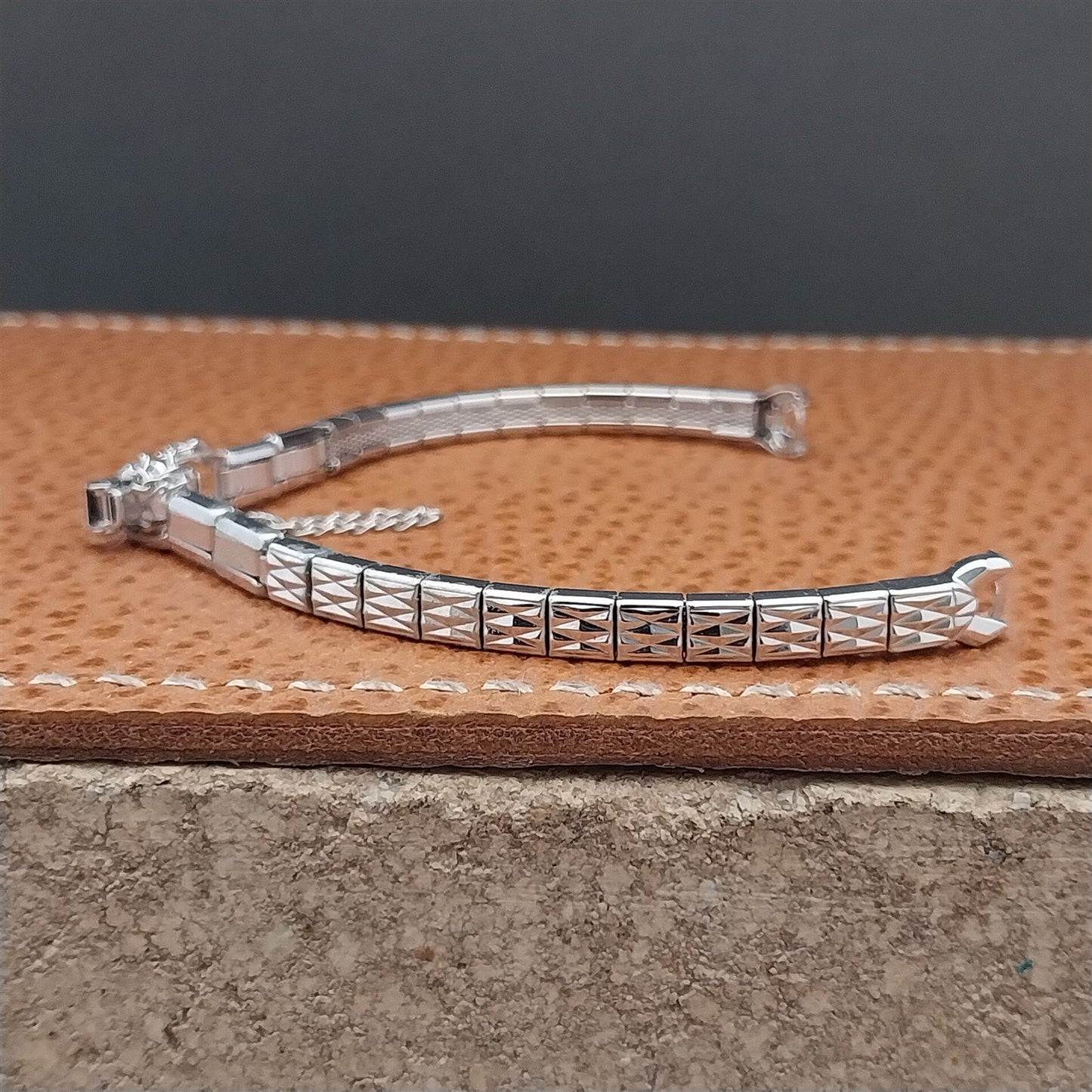 Vintage 60s Ladies White Gold-Fill Speidel Harlequin Unused Cocktail Watch Band