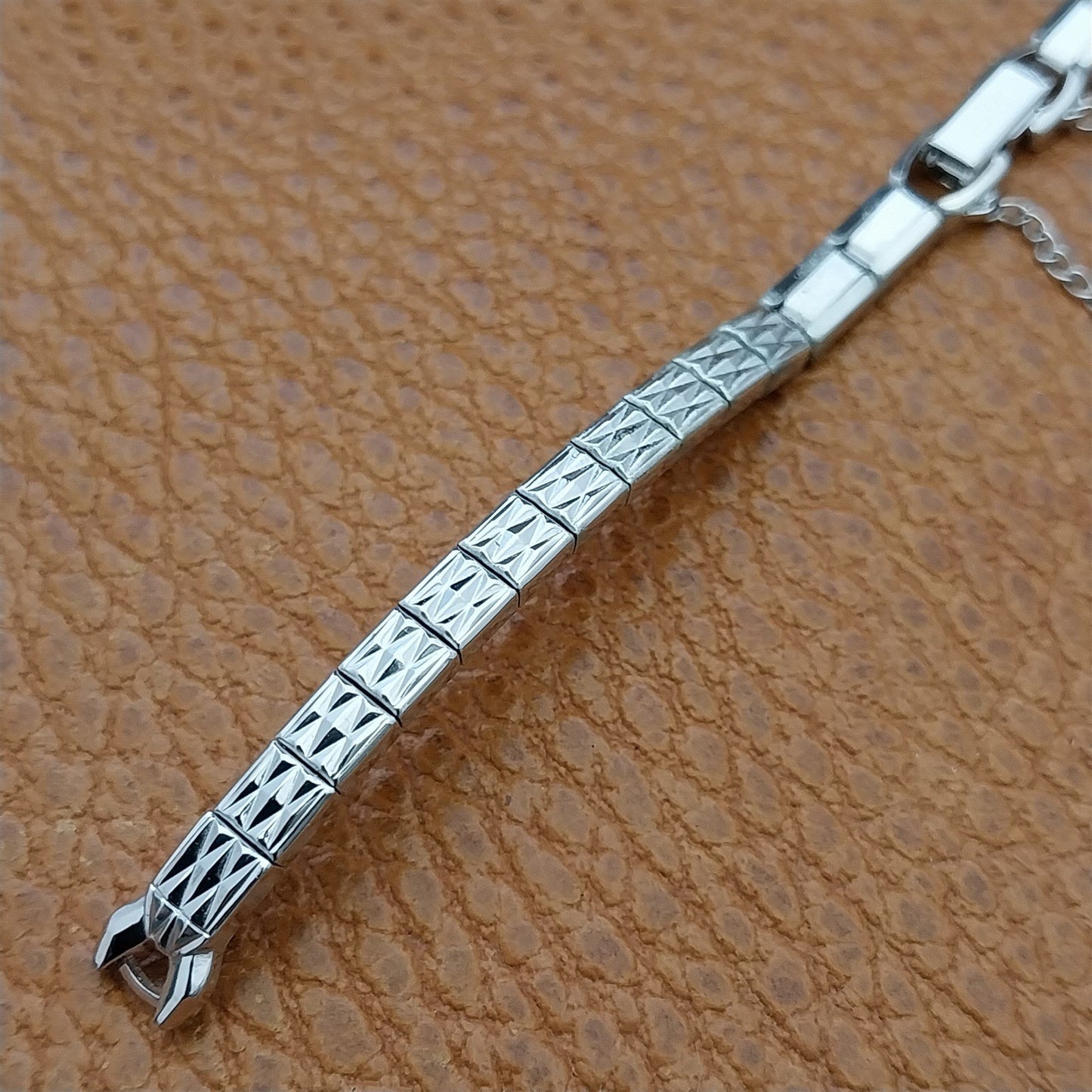 Vintage 60s Ladies White Gold-Fill Speidel Harlequin Unused Cocktail Watch Band