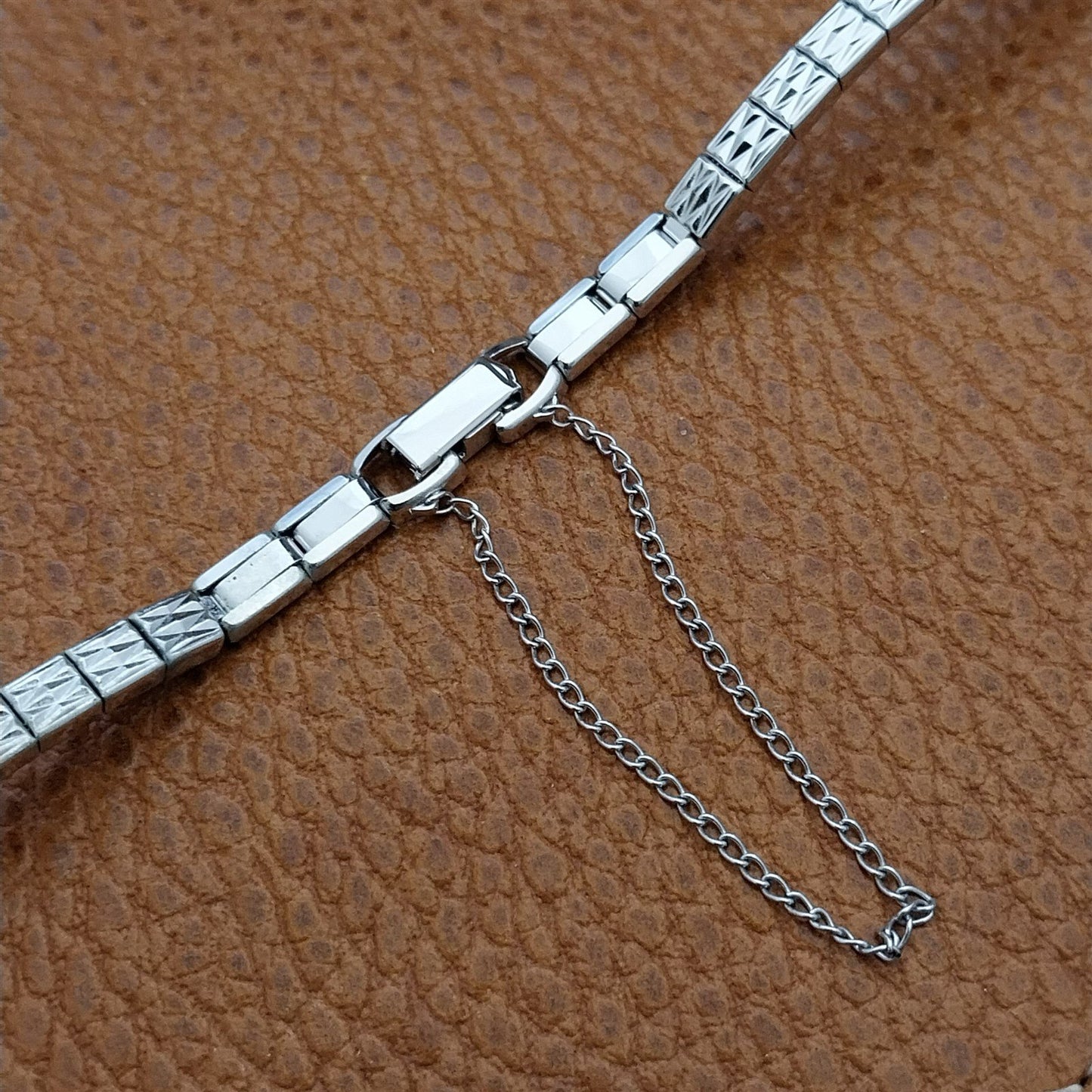 Vintage 60s Ladies White Gold-Fill Speidel Harlequin Unused Cocktail Watch Band