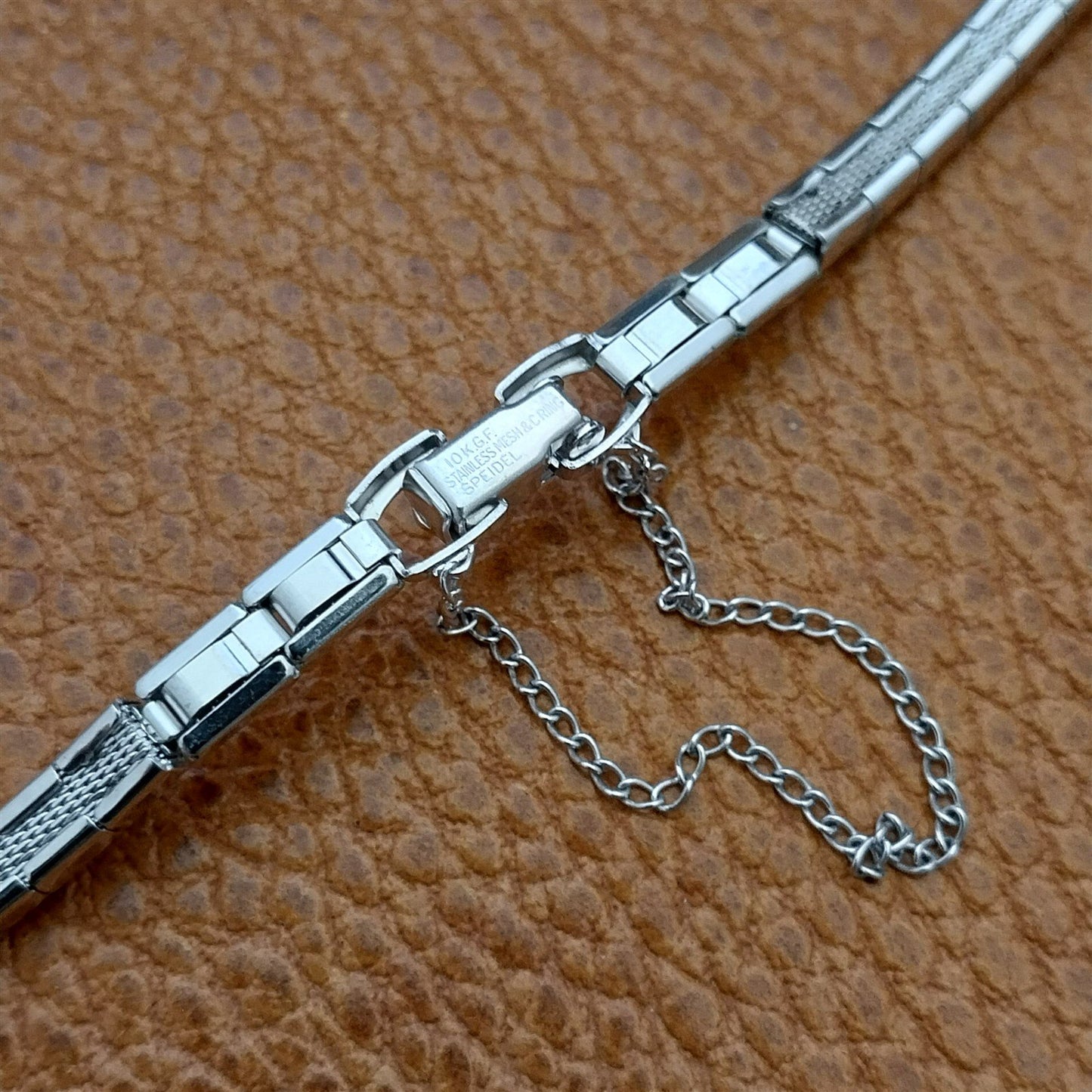 Vintage 60s Ladies White Gold-Fill Speidel Harlequin Unused Cocktail Watch Band