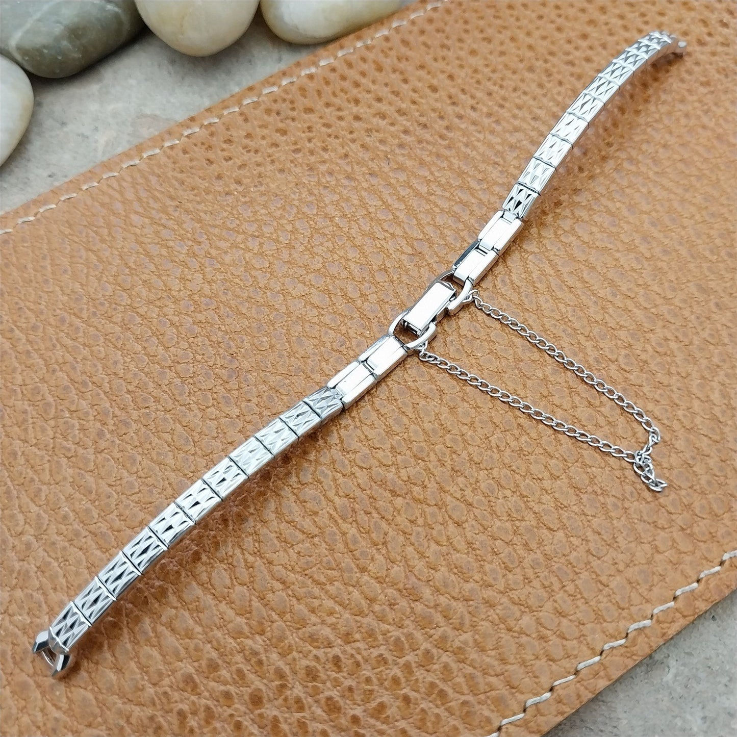 Vintage 60s Ladies White Gold-Fill Speidel Harlequin Unused Cocktail Watch Band