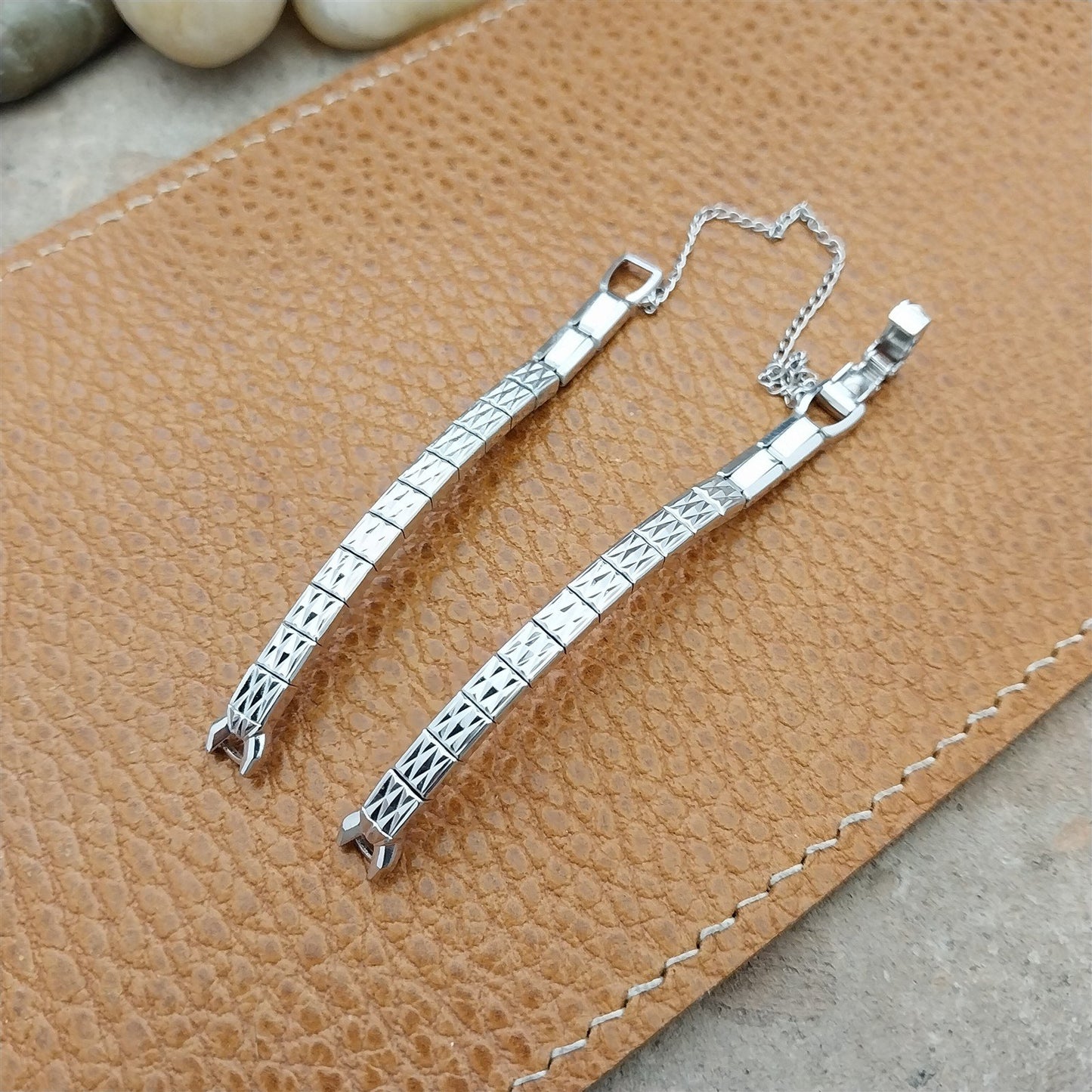 Vintage 60s Ladies White Gold-Fill Speidel Harlequin Unused Cocktail Watch Band