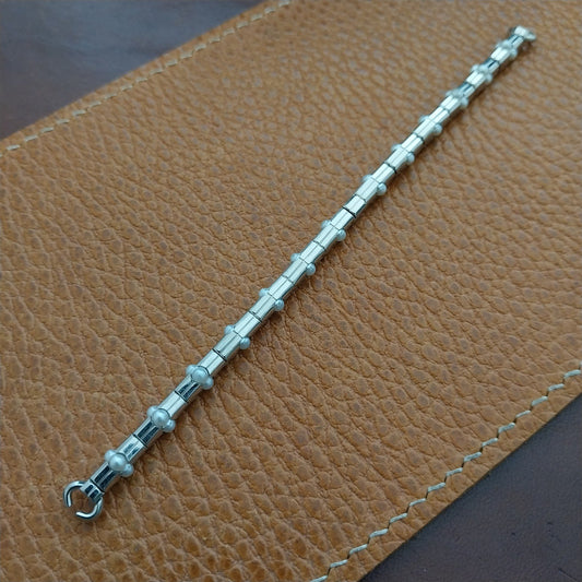 White Gold-Fill &"Pearl" Ladies Single-Lug Speidel Unused 50s Vintage Watch Band