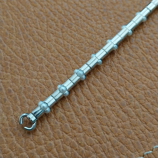 White Gold-Fill &"Pearl" Ladies Single-Lug Speidel Unused 50s Vintage Watch Band