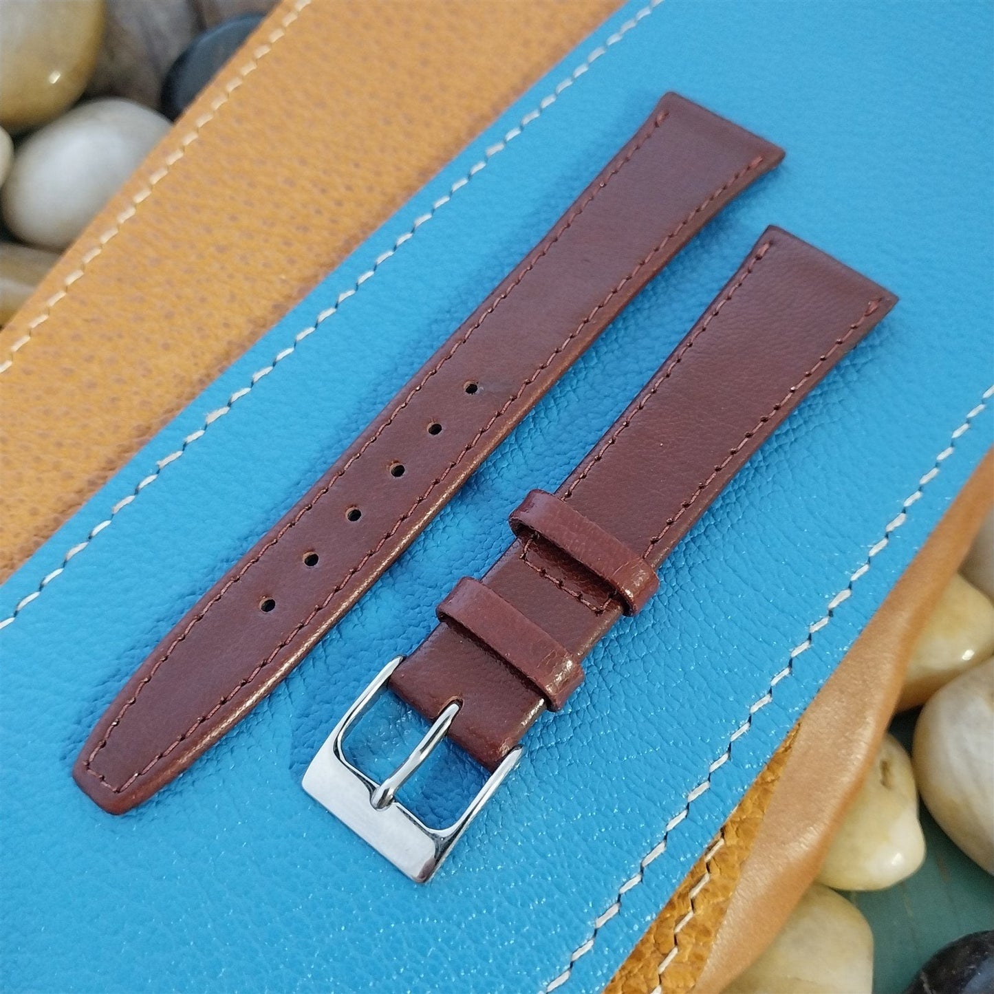 18mm Hadley Roma Brown Leather Tapered 18/14 Unused Vintage Watch Band