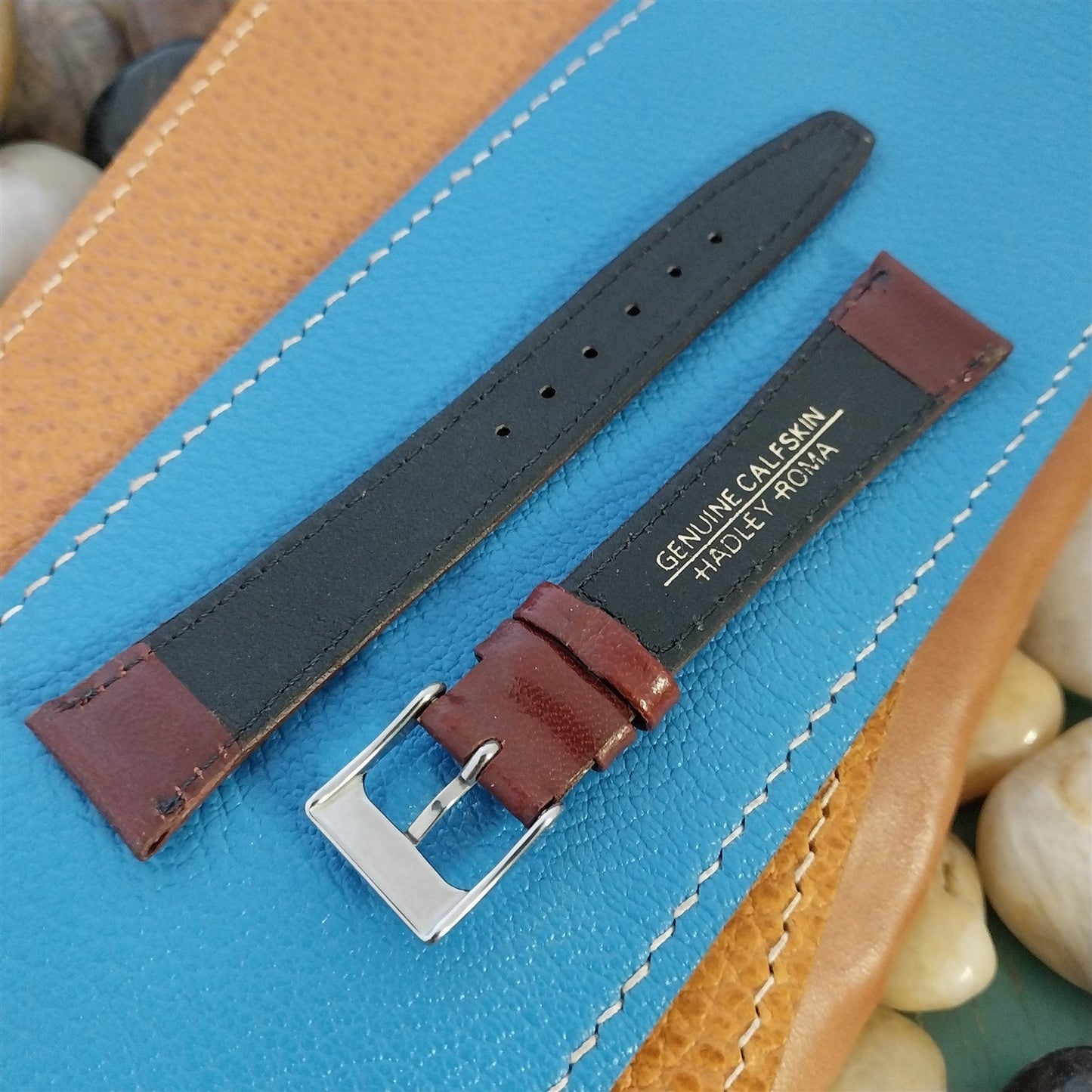 18mm Hadley Roma Brown Leather Tapered 18/14 Unused Vintage Watch Band