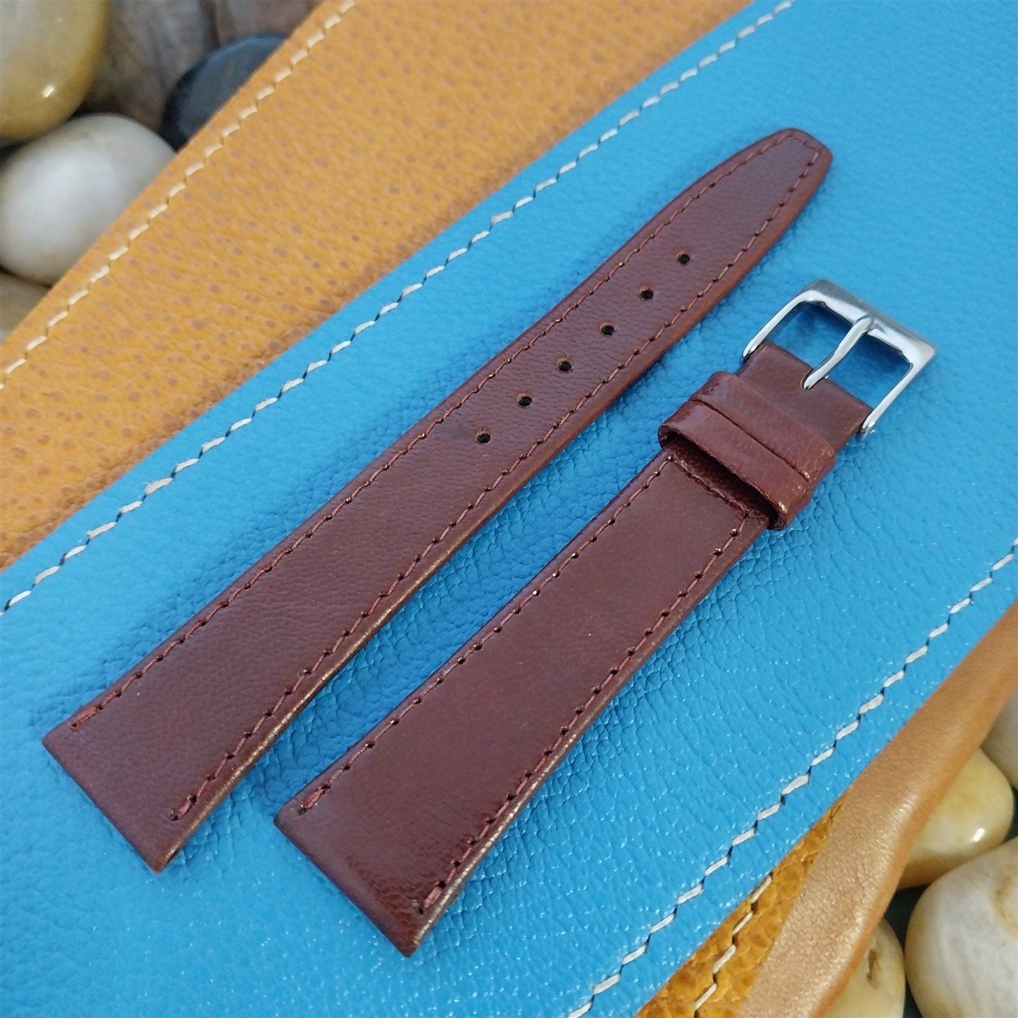 18mm Hadley Roma Brown Leather Tapered 18/14 Unused Vintage Watch Band