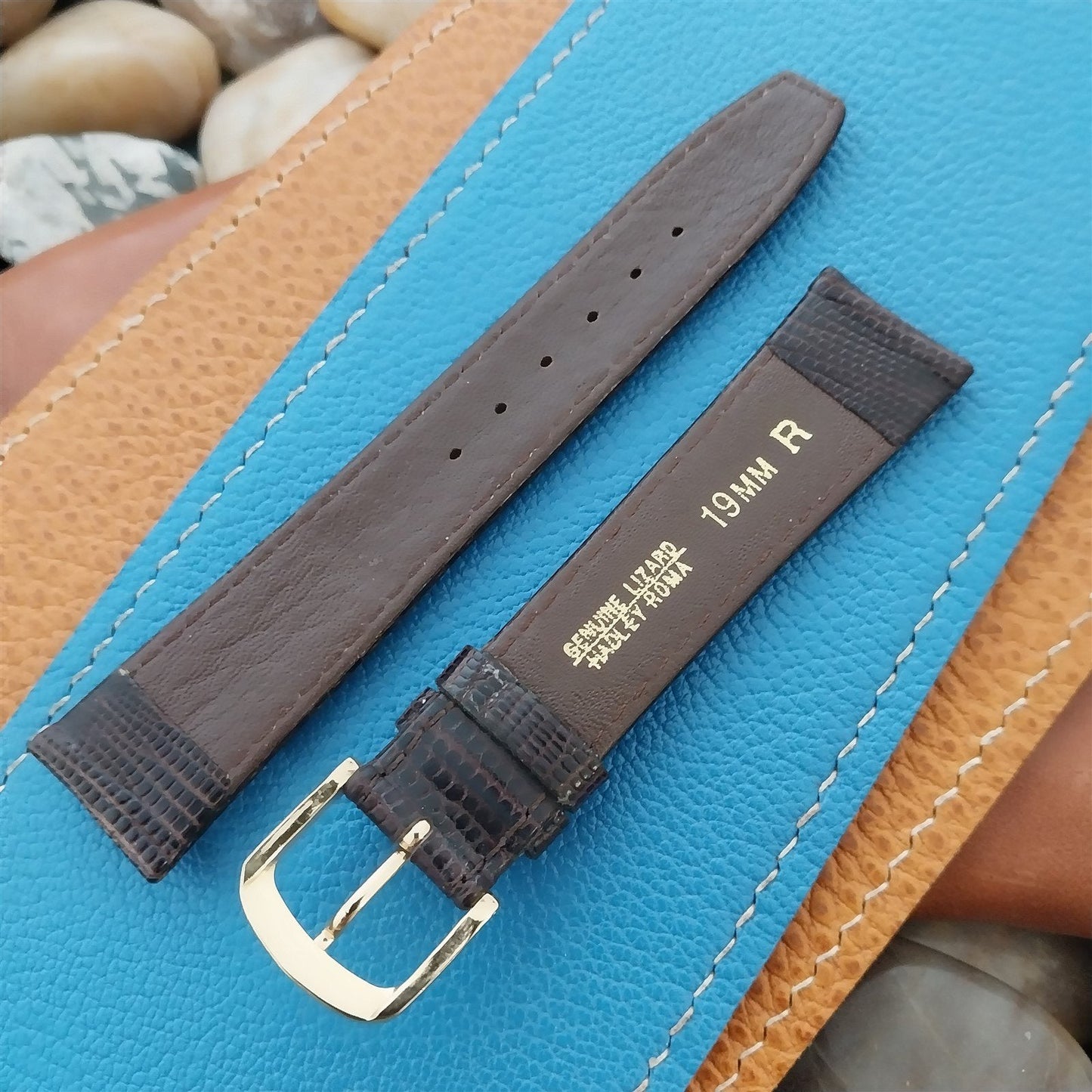 20mm Hadley Roma Tapered Lizard-Grain Leather 20/16 Unused Vintage Watch Band