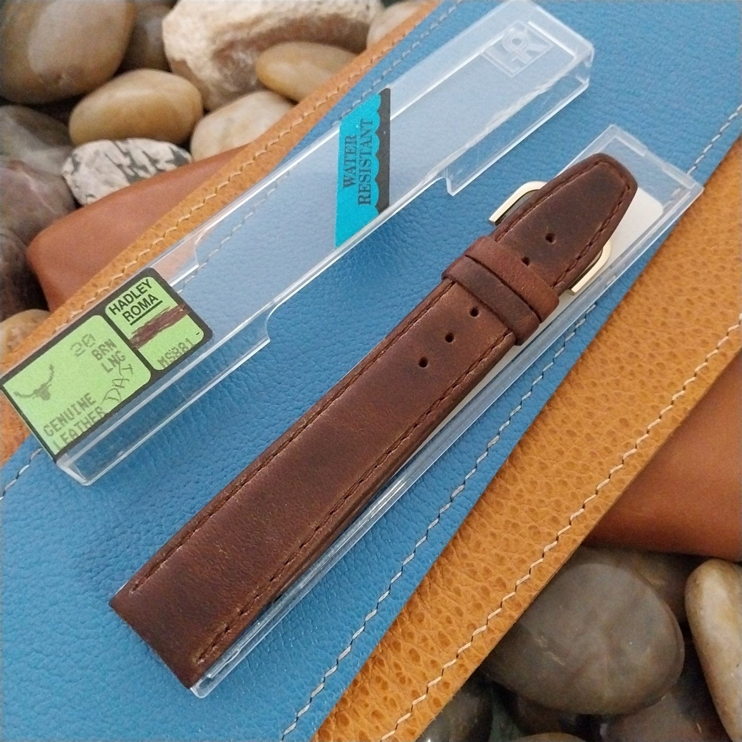 20mm Hadley Roma Long Tapered Water Resistant Leather Unused Vintage Watch Band