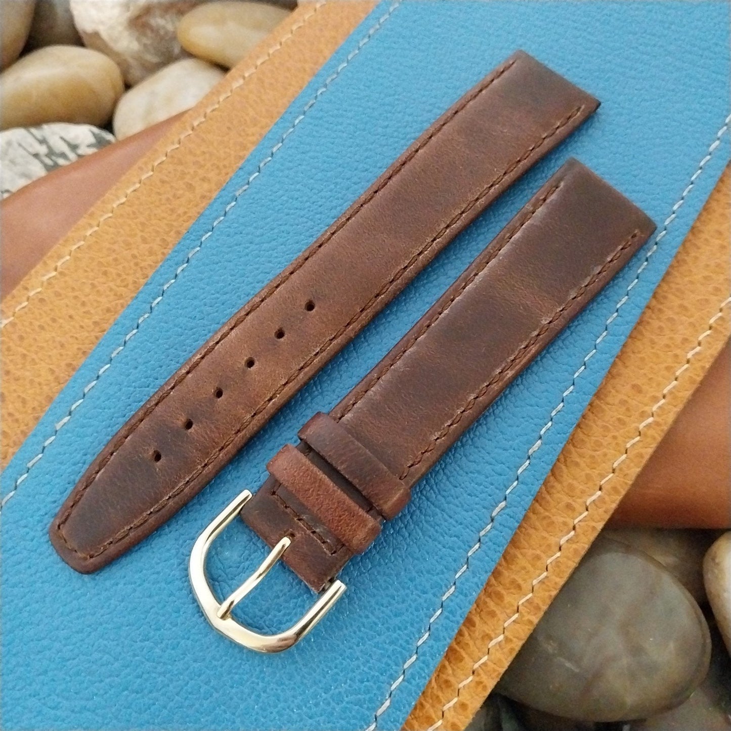 20mm Hadley Roma Long Tapered Water Resistant Leather Unused Vintage Watch Band