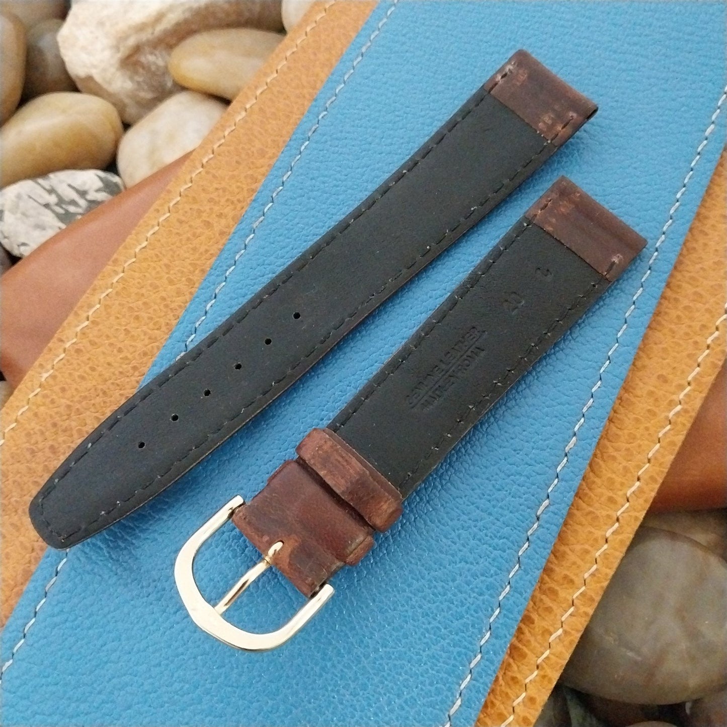 20mm Hadley Roma Long Tapered Water Resistant Leather Unused Vintage Watch Band