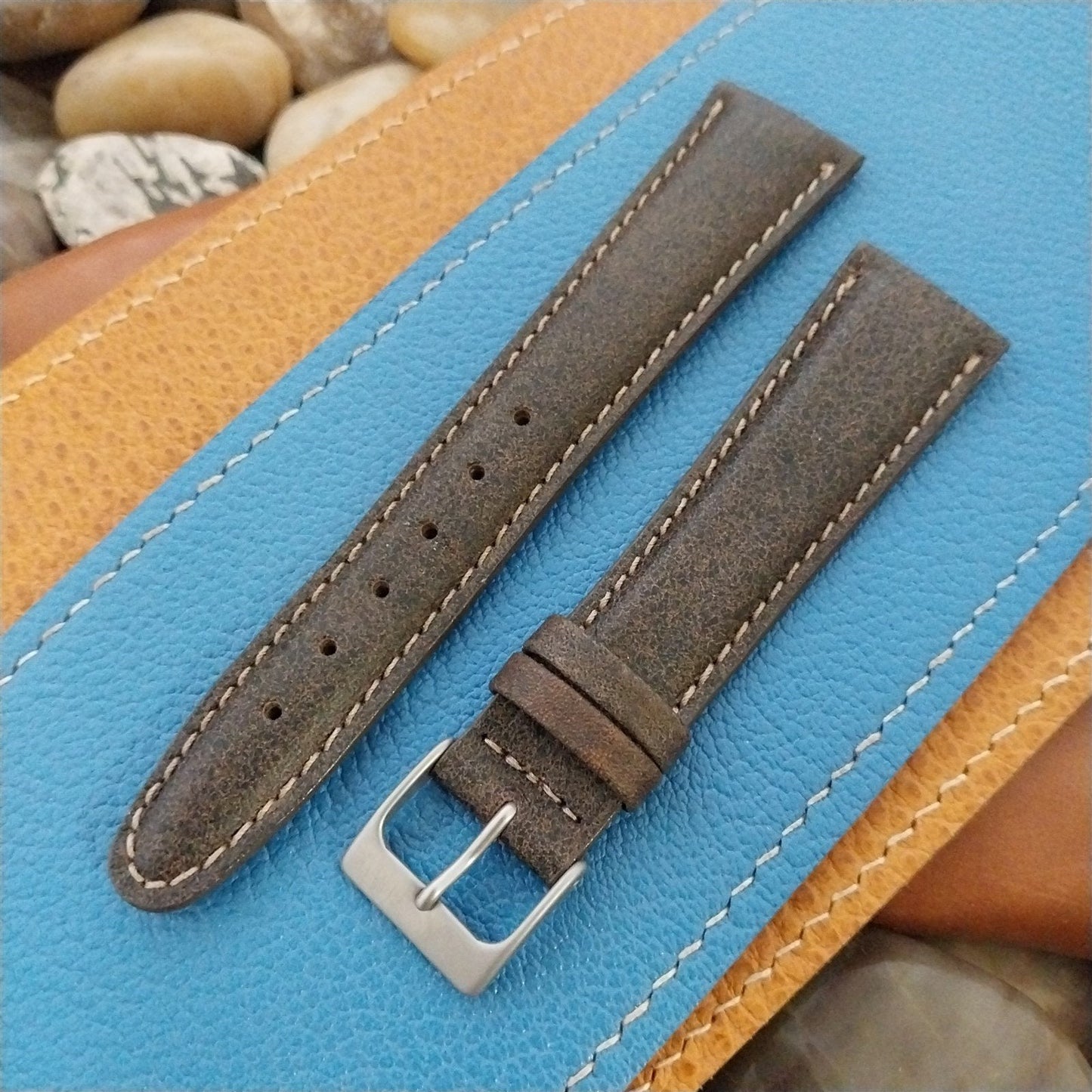 20mm Hadley Roma USA Tapered Weathered Leather 20/16 Unused Vintage Watch Band