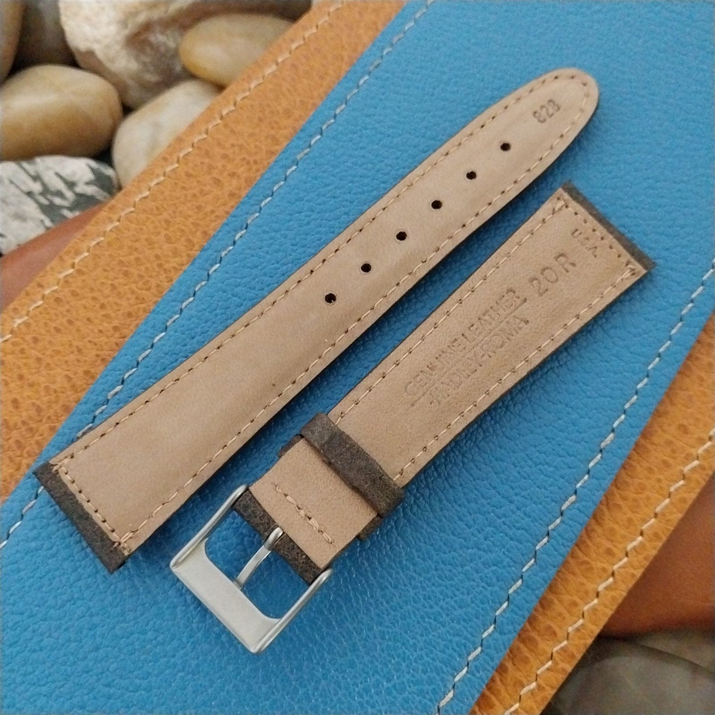 20mm Hadley Roma USA Tapered Weathered Leather 20/16 Unused Vintage Watch Band