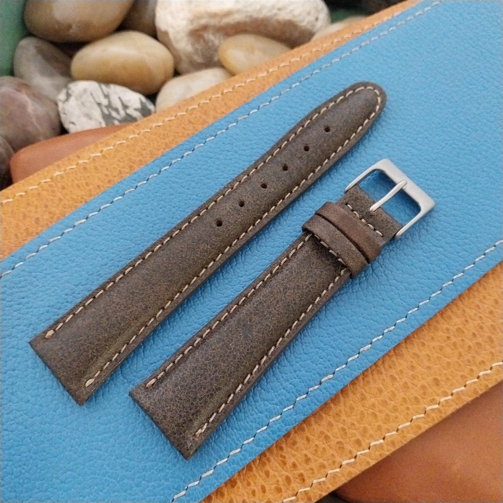 20mm Hadley Roma USA Tapered Weathered Leather 20/16 Unused Vintage Watch Band