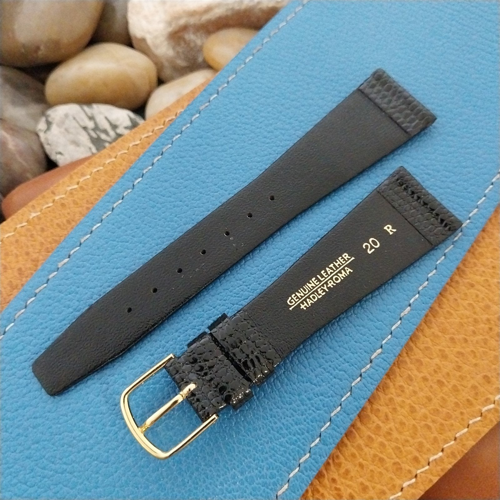 20mm Hadley Roma Tapered Lizard-Grain Leather 20/14 Unused Vintage Watch Band