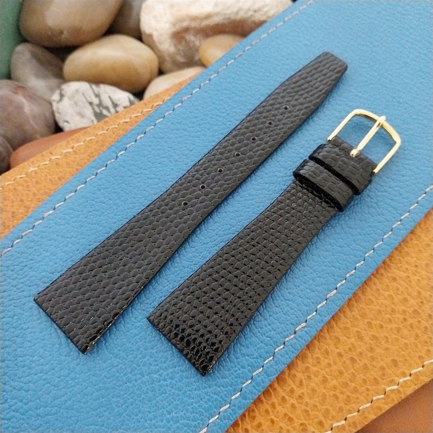 20mm Hadley Roma Tapered Lizard-Grain Leather 20/14 Unused Vintage Watch Band