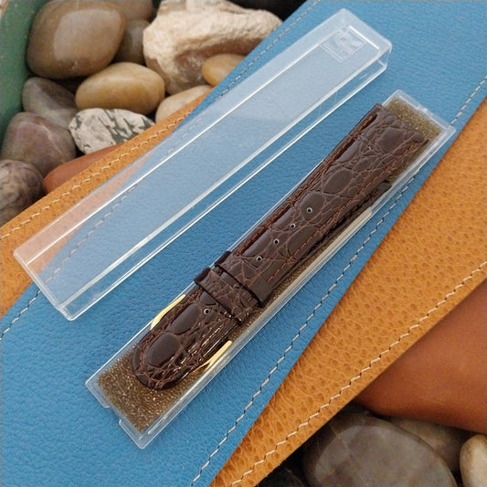 20mm Hadley Roma Tapered Croco-Grain Leather 20/16 Unused Vintage Watch Band