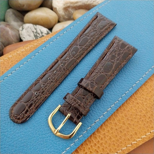 20mm Hadley Roma Tapered Croco-Grain Leather 20/16 Unused Vintage Watch Band