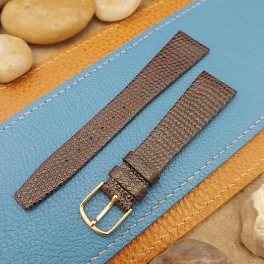 19mm Hadley Roma Brown Lizard-Grain Leather 19/14 Unused Vintage Watch Band