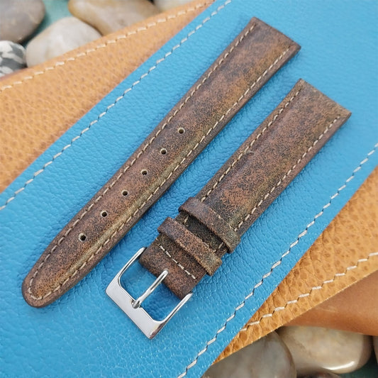 18mm Hadley Roma USA Tapered Weathered Leather 18/16 Unused Vintage Watch Band