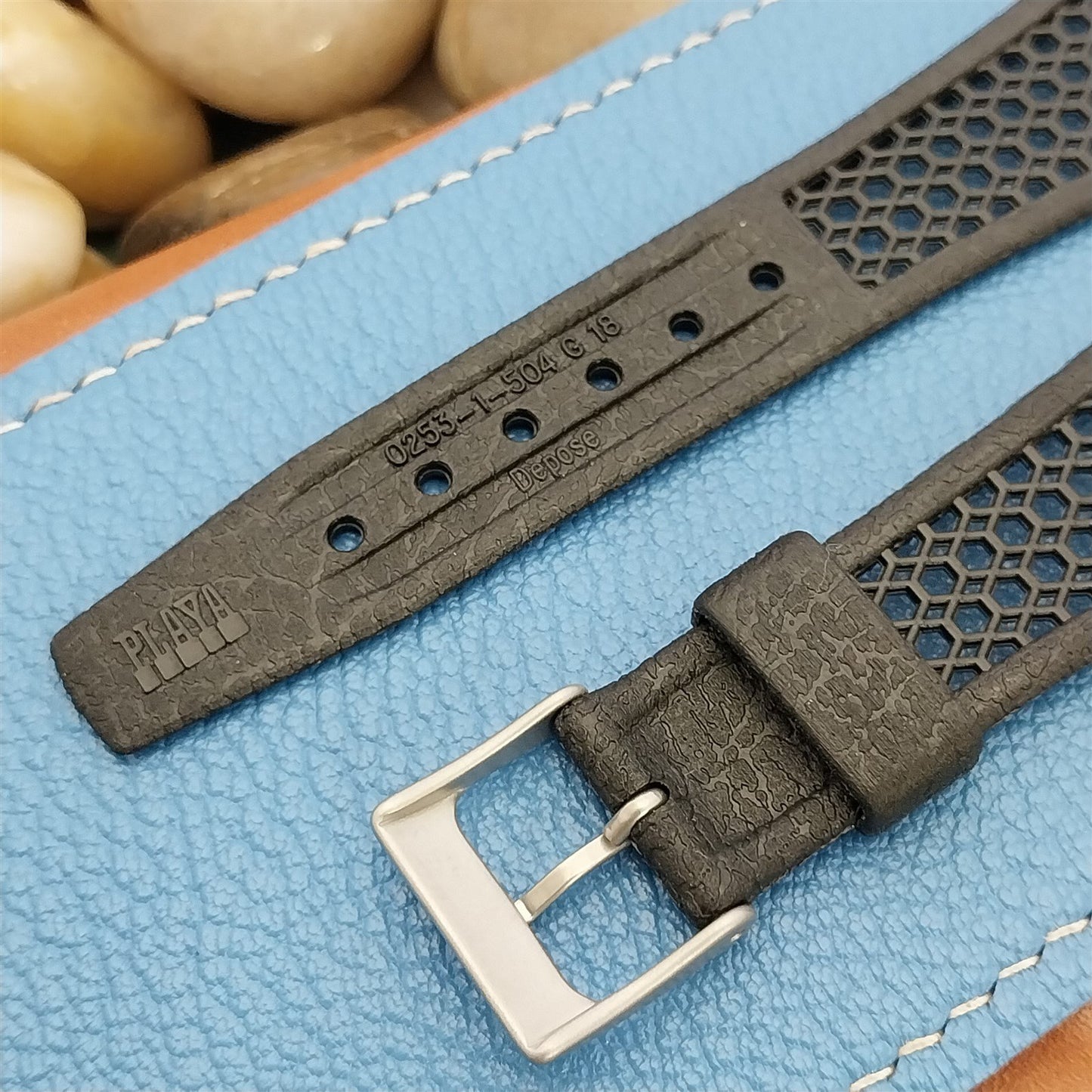 18mm 1970s Skindiver Black Golay Swiss Vintage Watch Band Matte Stainless Buckle