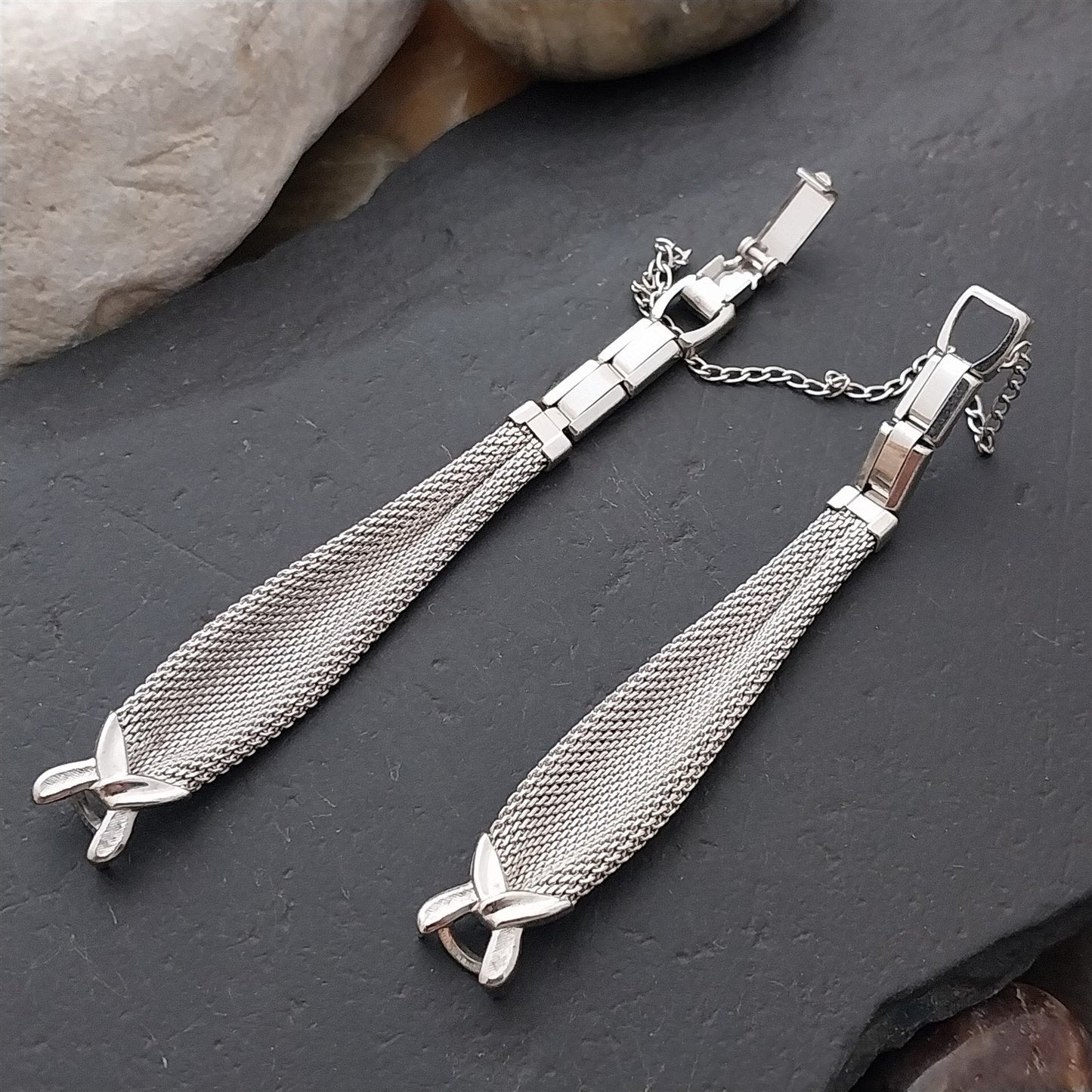 10k White Gold-Filled Mesh Ladies Speidel MCM Unused 1960s Vintage Watch Band