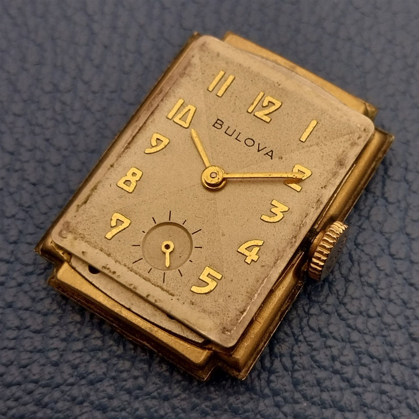 1947 Bulova Gold-Filled MCM Tank Vintage Watch & Unused Alligator Strap