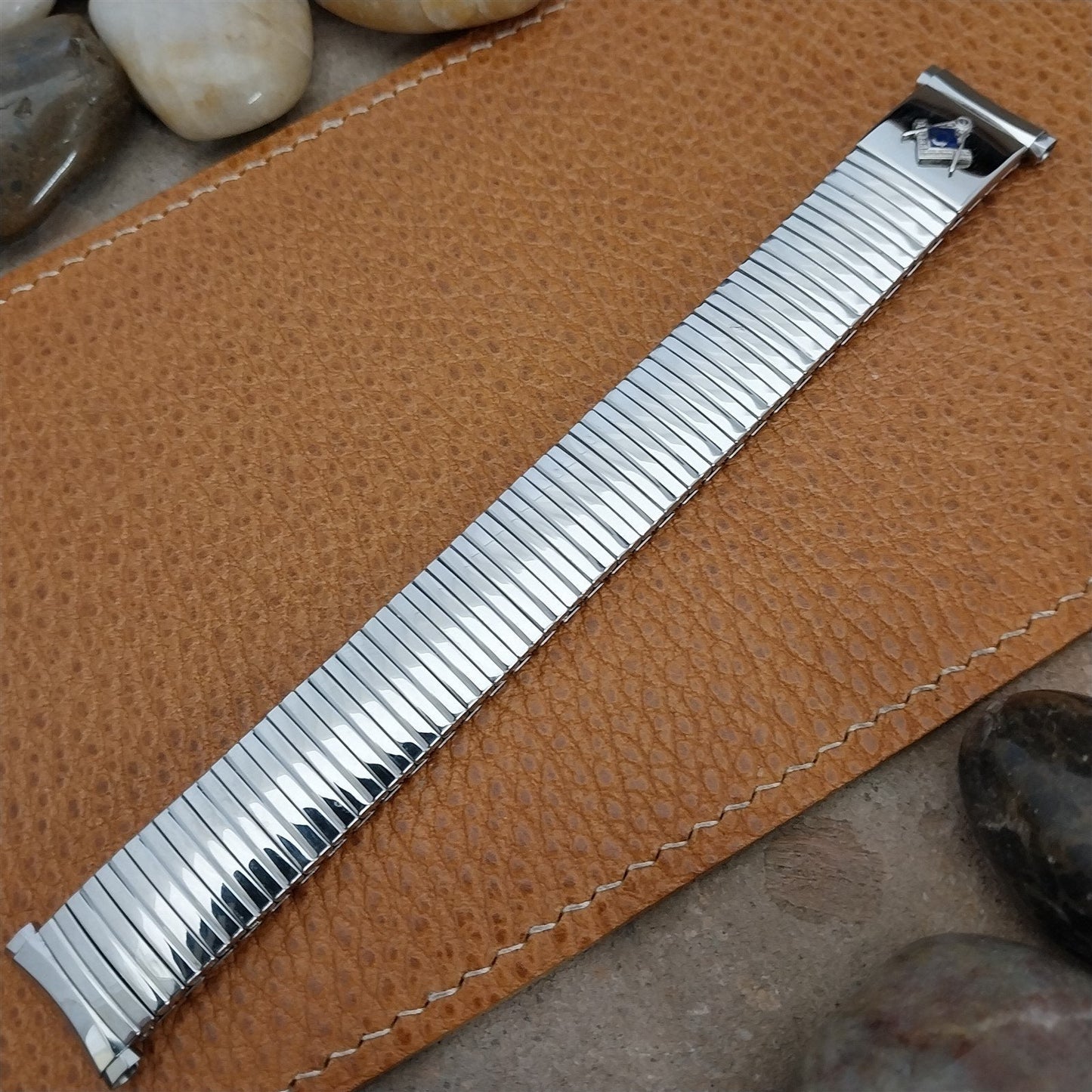 19mm 18mm Masonic Stainless Steel Speidel Expansion Unused Vintage Watch Band