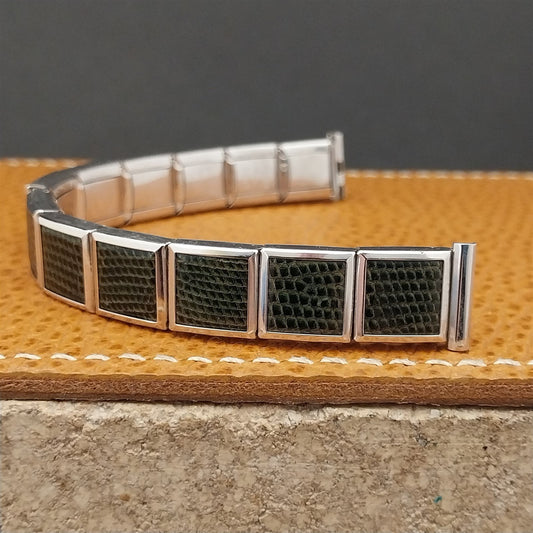 MCM 10k White Gold-Filled & Green 1/2" Lizard Speidel Unused Vintage Watch Band