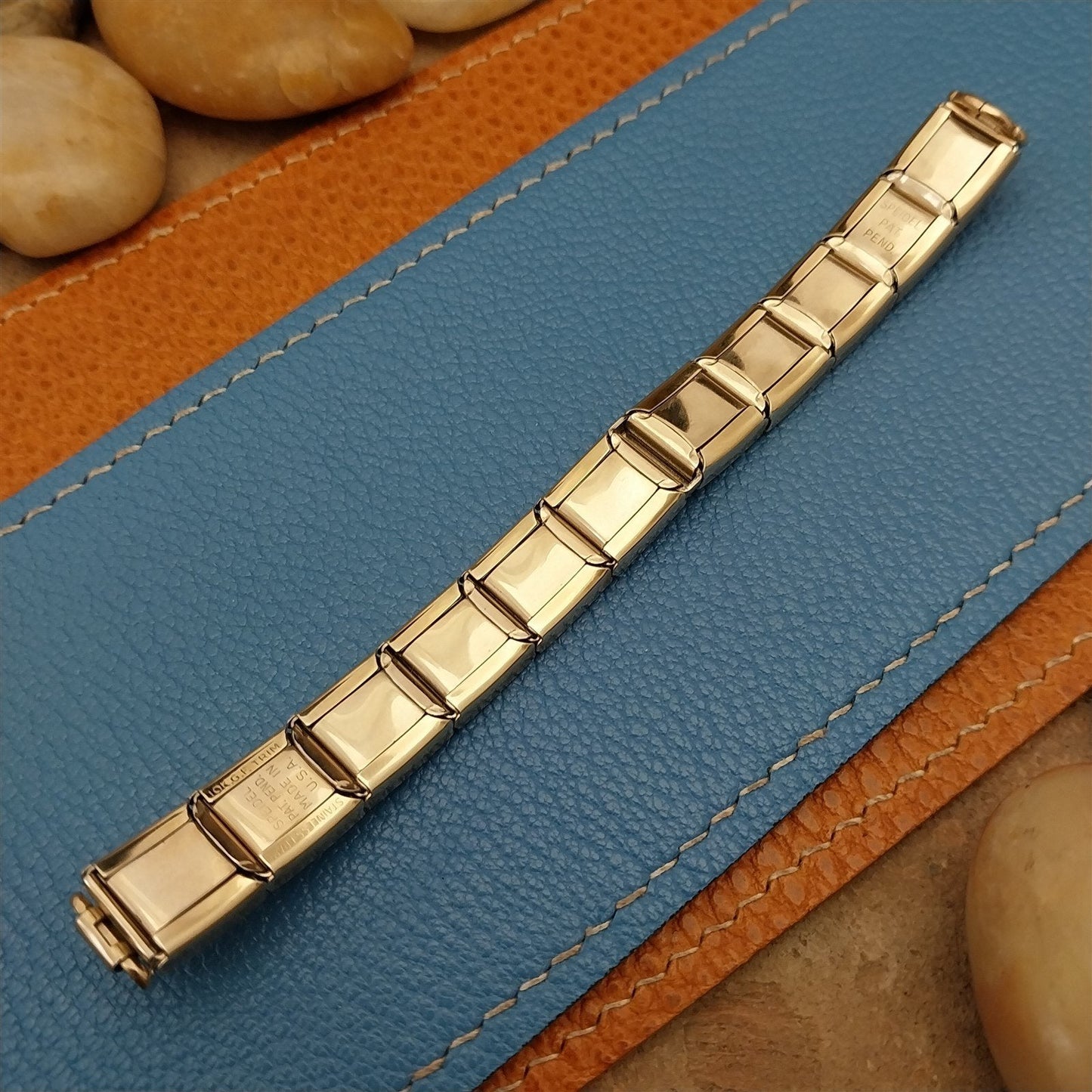 MCM 10k Gold-Filled & Gray Speidel Lizard Links Unused Vintage Watch Band